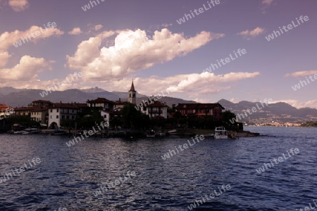 The isalnd of Isla Pescatori on the Lago maggiore in the Lombardia  in north Italy. 