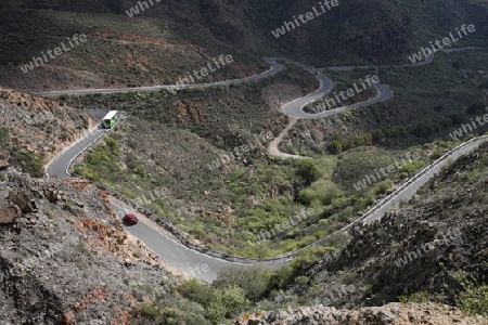 the Landscape near mountain Village of  Fataga in the centre of the Canary Island of Spain in the Atlantic ocean.