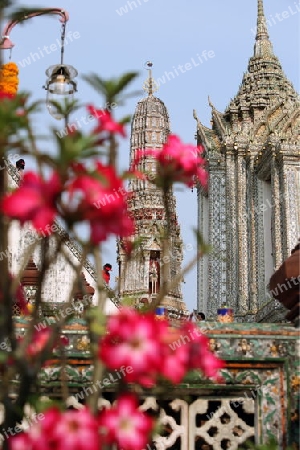 Die Tempelanlage des Wat Arun in Banglamphu in Bangkok der Hauptstadt von Thailand in Suedostasien.  