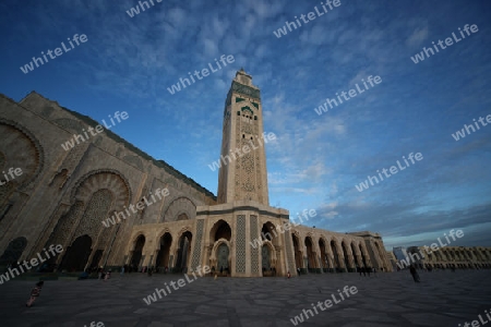 The Hassan 2 Mosque in the City of Casablanca in Morocco , North Africa.