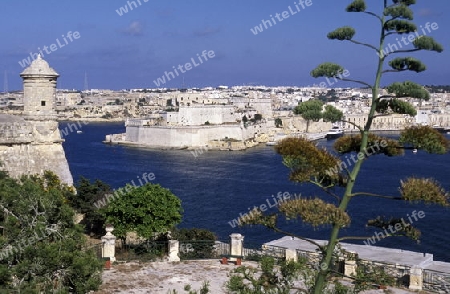 The centre of the Old Town of the city of Valletta on the Island of Malta in the Mediterranean Sea in Europe.
