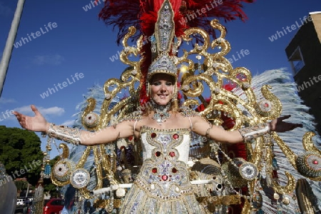 the carneval in the city of Las Palmas on the Island Gran Canary on the Canary Island of Spain in the Atlantic Ocean. 