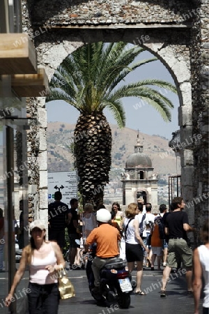 The old Town of  Taormina in Sicily in south Italy in Europe.