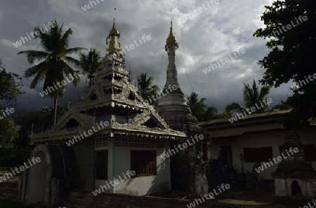 Der Tempel Wat Jong Kham und Jong Klang am See Nong Jong Kham im Dorf Mae Hong Son im norden von Thailand in Suedostasien.