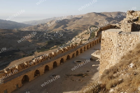 The Karak Castle in the Village of Karak in Jordan in the middle east.