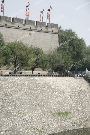 Altstadt von Xian, Blick ueber die Stadtmauer