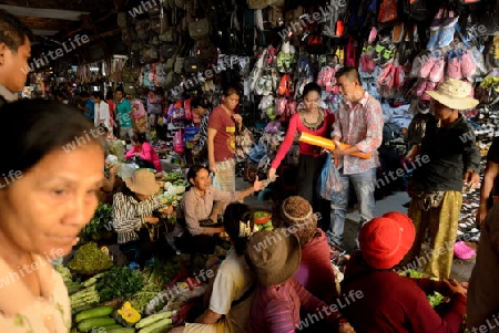 The Market in the old City of Siem Riep neat the Ankro Wat Temples in the west of Cambodia.