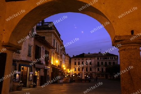 The Square in the Fishingvillage of Orta on the Lake Orta in the Lombardia  in north Italy. 