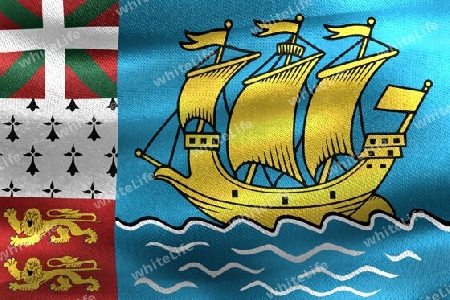 Saint Pierre and Miquelon flag - realistic waving fabric flag