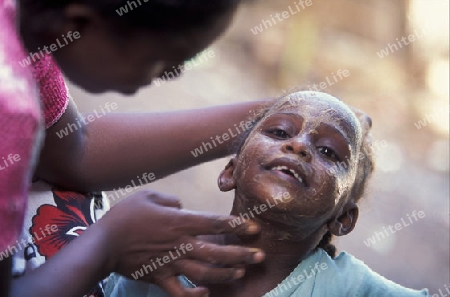 a women in the city of Moutsamudu on the Island of Anjouan on the Comoros Ilands in the Indian Ocean in Africa.   