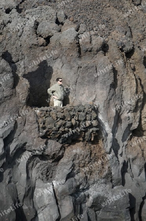 the Landscape of El Golfo on the Island of Lanzarote on the Canary Islands of Spain in the Atlantic Ocean. on the Island of Lanzarote on the Canary Islands of Spain in the Atlantic Ocean.
