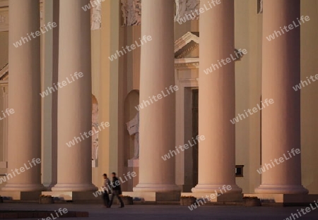 The old Town of the City Vilnius with the clocktower and the Johanneschurch  in the Baltic State of Lithuania,  