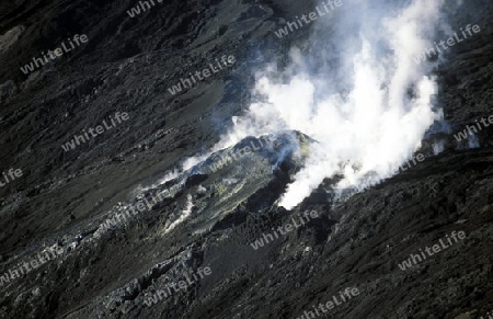 The Landscape allrond the Volcano  Piton de la Fournaise on the Island of La Reunion in the Indian Ocean in Africa.