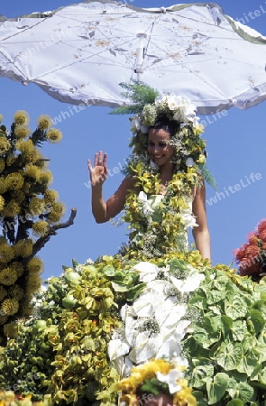 Das Traditionelle Blumenfest in der Hauptstadt Funchal auf der Insel Madeira im Atlantischen Ozean, Portugal.