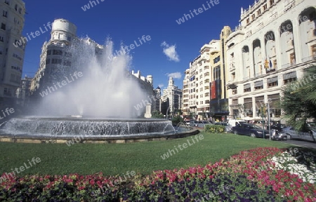 Der Plaza Ayuntamiento von Valenzia in Spanien in Europa.