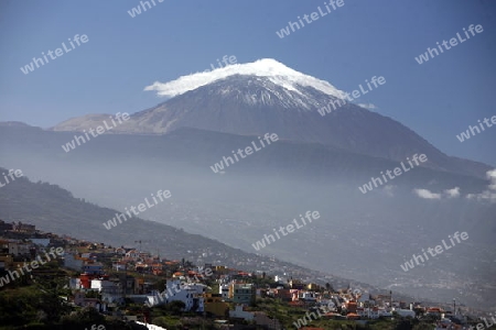 The Volcano Teide on the Island of Tenerife on the Islands of Canary Islands of Spain in the Atlantic.  