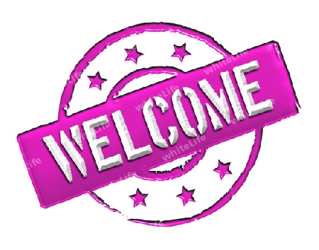 Sign and stamp named "Welcome" for your presentation, for websites and many more.