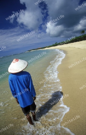 Ein Strand in Nusa Dua im Sueden der Insel Bali in Indonesien in Suedostasien.