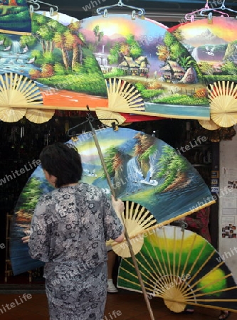 Eine szene eines Faecher Shop im Chinatown und Altstadt von Singapur im Inselstaat Singapur in Asien.