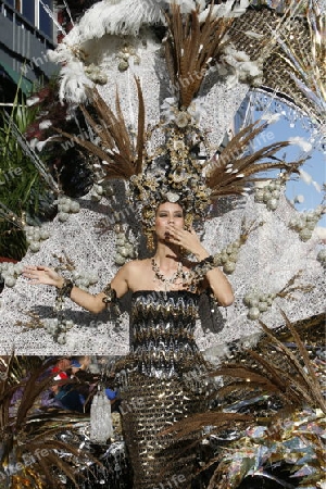 the carneval in the city of Las Palmas on the Island Gran Canary on the Canary Island of Spain in the Atlantic Ocean. 