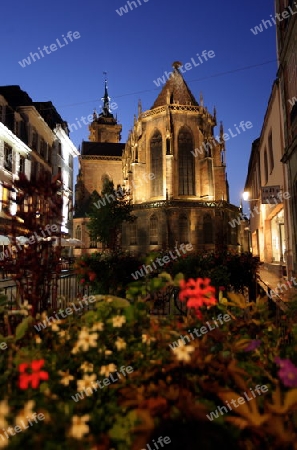 the Market Hall in the old city of Colmar in  the province of Alsace in France in Europe