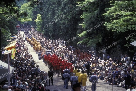 the historical festival in the Shrines of Nikko in the north of Tokyo in Japan in Asia,



