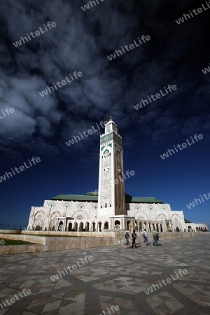 The Hassan 2 Mosque in the City of Casablanca in Morocco , North Africa.