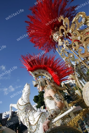 the carneval in the city of Las Palmas on the Island Gran Canary on the Canary Island of Spain in the Atlantic Ocean. 