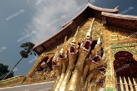 Der Koenigspalast in der Altstadt von Luang Prabang in Zentrallaos von Laos in Suedostasien.