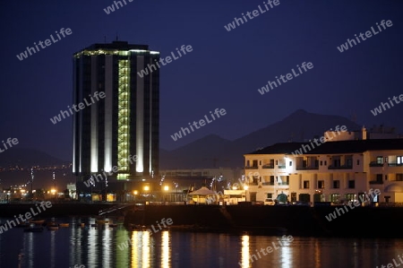 The City of Arrecife on the Island of Lanzarote on the Canary Islands of Spain in the Atlantic Ocean. on the Island of Lanzarote on the Canary Islands of Spain in the Atlantic Ocean.
