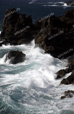 the Landscape of El Golfo on the Island of Lanzarote on the Canary Islands of Spain in the Atlantic Ocean. on the Island of Lanzarote on the Canary Islands of Spain in the Atlantic Ocean.
