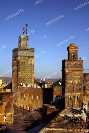 The Medina of old City in the historical Town of Fes in Morocco in north Africa.