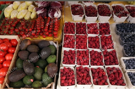 the market in the old town of Freiburg im Breisgau in the Blackforest in the south of Germany in Europe.