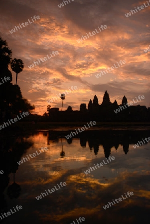 The Angkor Wat in the Temple City of Angkor near the City of Siem Riep in the west of Cambodia.