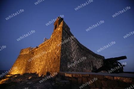 The Castillo de San Jose of the City of Arrecife on the Island of Lanzarote on the Canary Islands of Spain in the Atlantic Ocean. on the Island of Lanzarote on the Canary Islands of Spain in the Atlantic Ocean.
