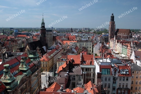 Der Stray Rynek Platz  in der Altstadt von Wroclaw oder Breslau im westen von Polen.