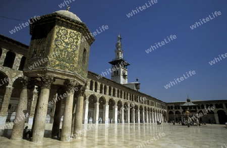 Die Umayyad Moschee in der Hauptstadt Damaskus in Syrien im Nahen Osten.