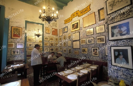 the Bar La Bodeguita del medio in the city of Havana on Cuba in the caribbean sea.