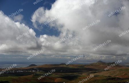 the Landscape on the Island of Lanzarote on the Canary Islands of Spain in the Atlantic Ocean. on the Island of Lanzarote on the Canary Islands of Spain in the Atlantic Ocean.
