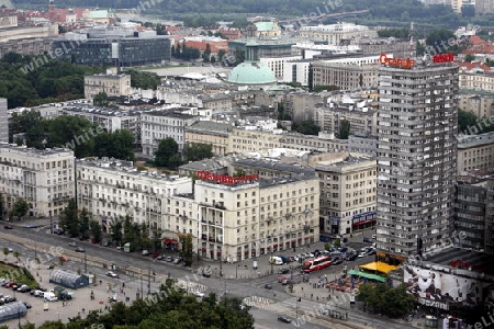 The Down Town of the new and modern City of Warsaw in Poland, East Europe.