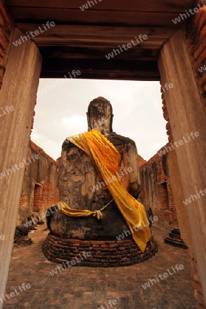 Der Wat Chetharam Tempel in der Tempelstadt Ayutthaya noerdlich von Bangkok in Thailand.