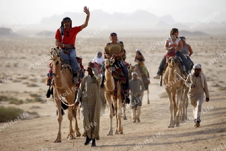 The Landscape of the Wadi Rum Desert in Jordan in the middle east.