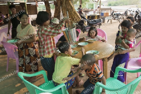 a soup Restaurant near the Town of Myingyan southwest of Mandalay in Myanmar in Southeastasia.