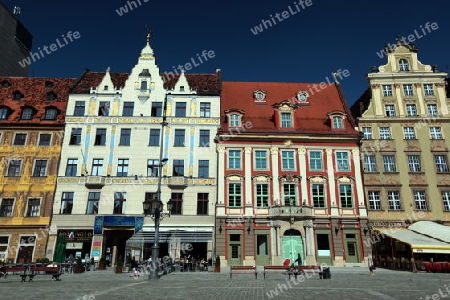 Der Stray Rynek Platz  in der Altstadt von Wroclaw oder Breslau im westen von Polen.