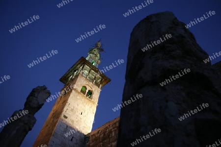 Asien, Naher Osten, Syrien, Damaskus,   Der Innenhof der  Omaijad Moschee im Souq und Altstadt von Damaskus in der Hauptstadt von Syrien. 