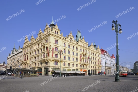 prachtvolle Jugendstilh?user und Fassaden am Platz der Republik , Prag, Tschechische Republik, Tschechien, Boehmen,  Europa