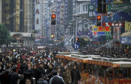 the Nanjing Dong Lu road in the City of Shanghai in china in east asia. 