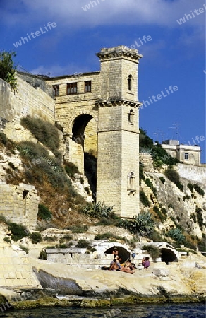 The centre of the Old Town of the city of Valletta on the Island of Malta in the Mediterranean Sea in Europe.
