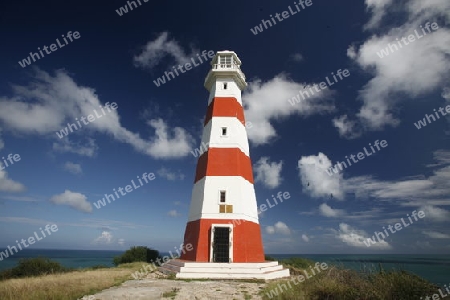 Suedamerika, Karibik, Venezuela, Isla Margarita, Pedro Gonzalez, Die Landschaft mit dem Leuchtturm beim Fischerdorf Pedro Gonzalez an der Karibik auf der Isla Margarita