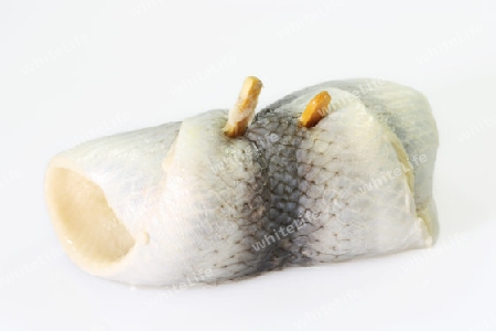 Rollmops auf hellem Hintergrund